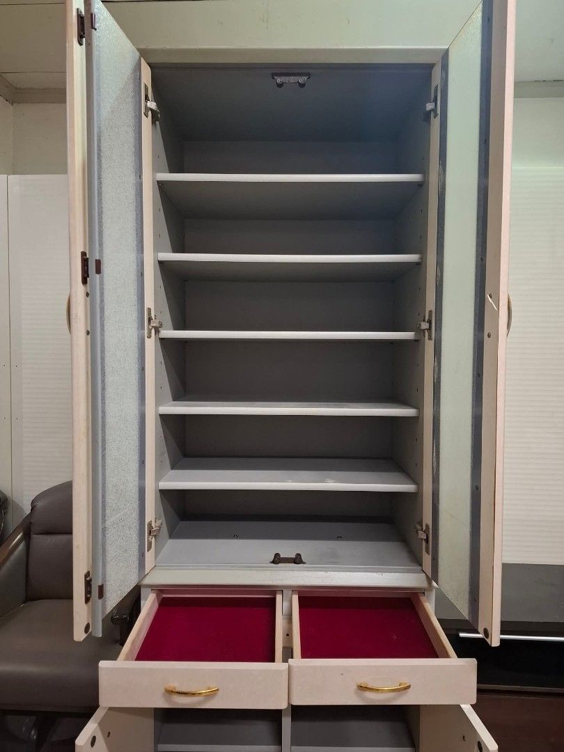Kitchen Pantry Storage Cabinet (Category: Shelves, Cabinets & Racks) located in Quezon City. Submitted by dannikkishoppe2 (Listing ID 1422429122, Image 3). Description: Kitchen Pantry Storage Cabinet‼️₱8500‼️ removable adjustable shelves L-26.25 W-18 H-78 inches These are SURPLUS items and not BRAND NEW. Please manage your expectations as there might be minimal flaws. Color may vary due to lighting, it may appear darker or lighter in person. Chec