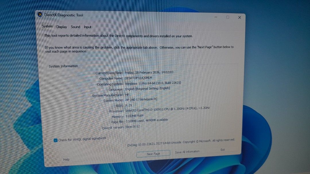 Laptop Hp 240 G7 core i3 Ram 8GB DDR4 ssd 128GB Backlight GEN 10 ...