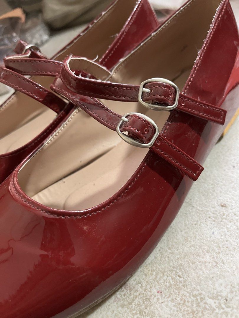 Mary Jane Shoes (Category: Heels) located in Manila. Submitted by hahahhajsja (Listing ID 1422430078, Image 2). Description: - maroon mary jane shoes - double straps with buckle closure - square toe design - made of glossy material.