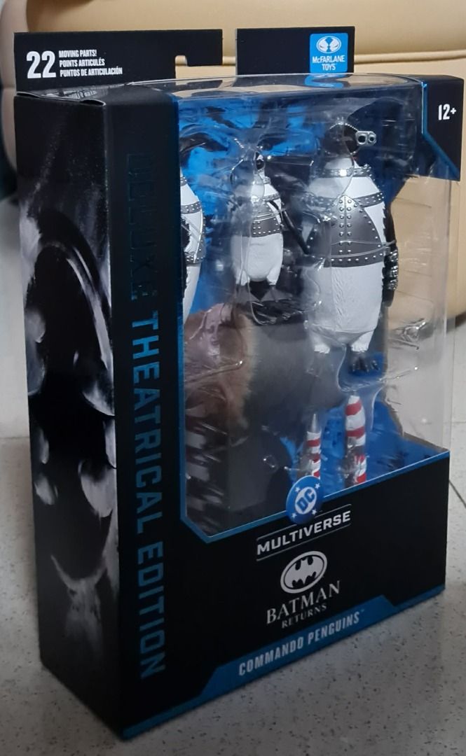 McFarlane Toys Batman Returns Commando Penguins Deluxe (Category: Figurines & Statues) located in Tagaytay City. Submitted by gracey332 (Listing ID 1422530113, Image 3). Description: Deluxe Theatrical Edition Commando Penguins action figure from the Batman Returns (1992) movie. Includes multiple Commando Penguin figures, a Penguin head sculpt, and accessories. Features the DC Multiverse logo. The packaging shows the McFarlane Toys logo and the ag