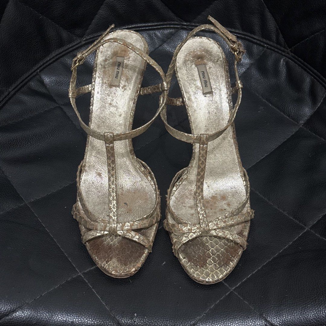 miu miu gold snakeskin heels (Category: Flats & Sandals) located in Makati City. Submitted by metalsmith (Listing ID 1422484762, Image 1). Description: .