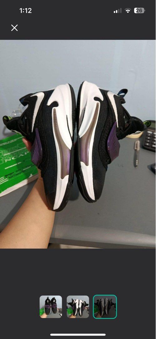 Nike Zoom Freak 3 Black White (Category: Babies & Kids Fashion) located in Tagbilaran City. Submitted by chawbello (Listing ID 1422529530, Image 1). Description: - size 36.5 -unnoticeable heeldrag super small - Color: Black and White - Purple midfoot strap - White midsole - Black upper with white swoosh - Key and lock design on tongue.