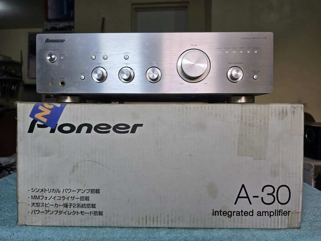 Pioneer A-30 Integrated Amplifier (Category: Soundbars, Speakers & Amplifiers) located in Mandaluyong City. Submitted by bulilit.the.third (Listing ID 1422543197, Image 2). Description: Pioneer A-30 Bought brand new, not surplus 70 wpc into 4 ohms, 40 wpc into 8 ohms With phono stage and headphone output Japan standard 100V, tuner not rechanneled With remote control This was bought as solid state backup to a tube amp and hardly used Selling for P