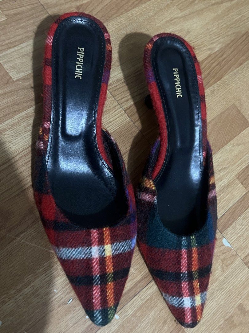 Pippichic Plaid Kitten Heels (Category: Heels) located in Makati City. Submitted by msverify (Listing ID 1422481589, Image 3). Description: - Pippichic heels - Vibrant plaid pattern - Pointed toe - Comfortable heel height - Adds sophistication to any outfit.