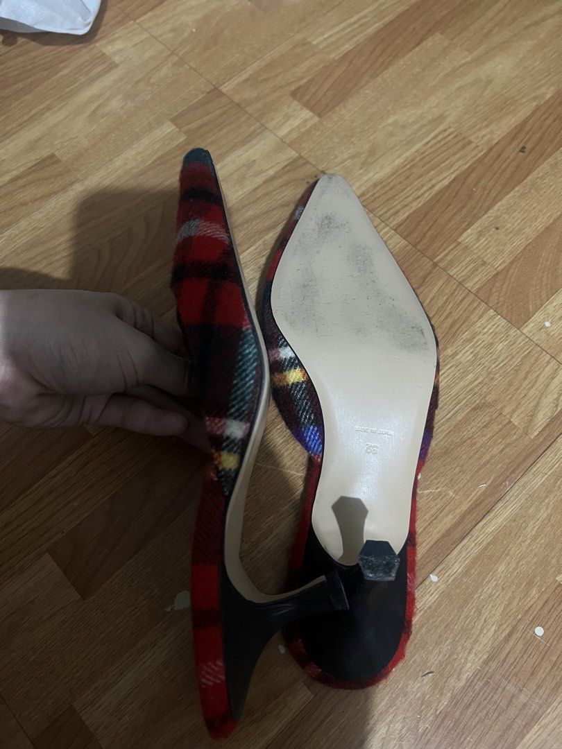 Pippichic Plaid Kitten Heels (Category: Heels) located in Makati City. Submitted by msverify (Listing ID 1422481589, Image 2). Description: - Pippichic heels - Vibrant plaid pattern - Pointed toe - Comfortable heel height - Adds sophistication to any outfit.