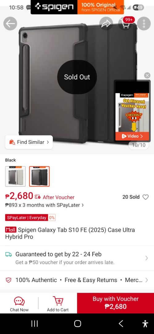 Spigen S9 / S9 FE / S10 FE Case Samsung (Category: Cases & Sleeves) located in Manila. Submitted by ottovrse66337 (Listing ID 1422518092, Image 3). Description: .
