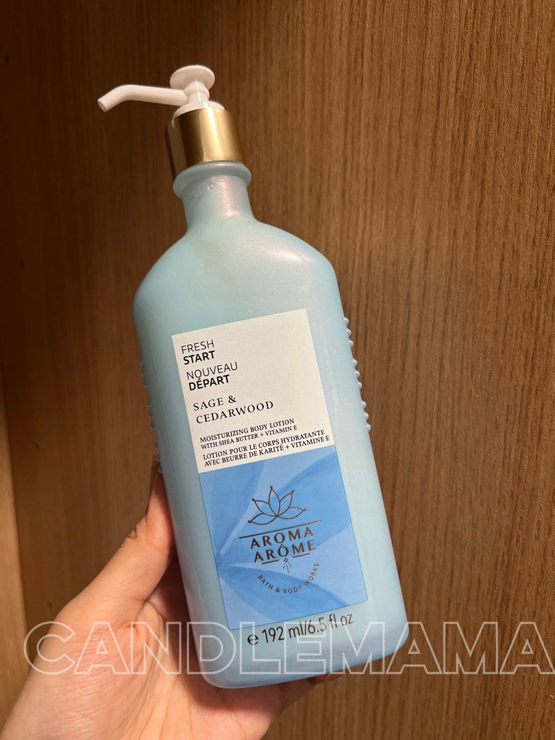 由 bathandbodyworks.hk (刊登 ID 1422651829，圖片 1) 提交，位於 Hong Kong 的 現貨包郵❤️BBW Aromatherapy Fresh Start ( Cedarwood +Sage ) Moisturising Body Lotion~ Bath & Body Works~ Candlemama (類別：沐浴及身體護理 - 身體護理)，說明：Free SF locker pick up 包順豐智能櫃自取 Bath & Body Works Fresh Start Sage & Cedarwood moisturising body lotion Contains shea butter and vitamin E The bottle has a pump dispenser and is 192 ml / 6.5 fl oz. The lotion is vegan and made with natural ingredients.