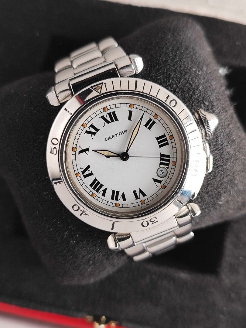 Cartier Pasha 38mm (Category: Men's Watches) located in San Juan City. Submitted by MW_888 (Listing ID 1422675665, Image 3). Description: Cartier Pasha 38mm - big size Automatic Ref 1040 9/10 condition Inclusions: watch, original bracelet fit to approx 7.5" wrist and leather pouch *photo reference on 6.5" wrist 125k.