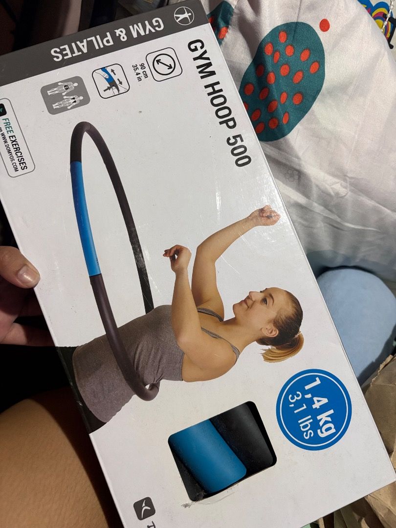 Decathlon Weighted Gym Hoop 500 (Category: Other Sports Equipment and Supplies) located in Quezon City. Submitted by matchaela16 (Listing ID 1422685696, Image 1). Description: - Decathlon Gym Hoop 500 - Perfect for gym and pilates workouts - Weight: 1.4 kg (3.1 lbs) - Diameter: 90 cm (35.4 inches) - like new, pm for details.