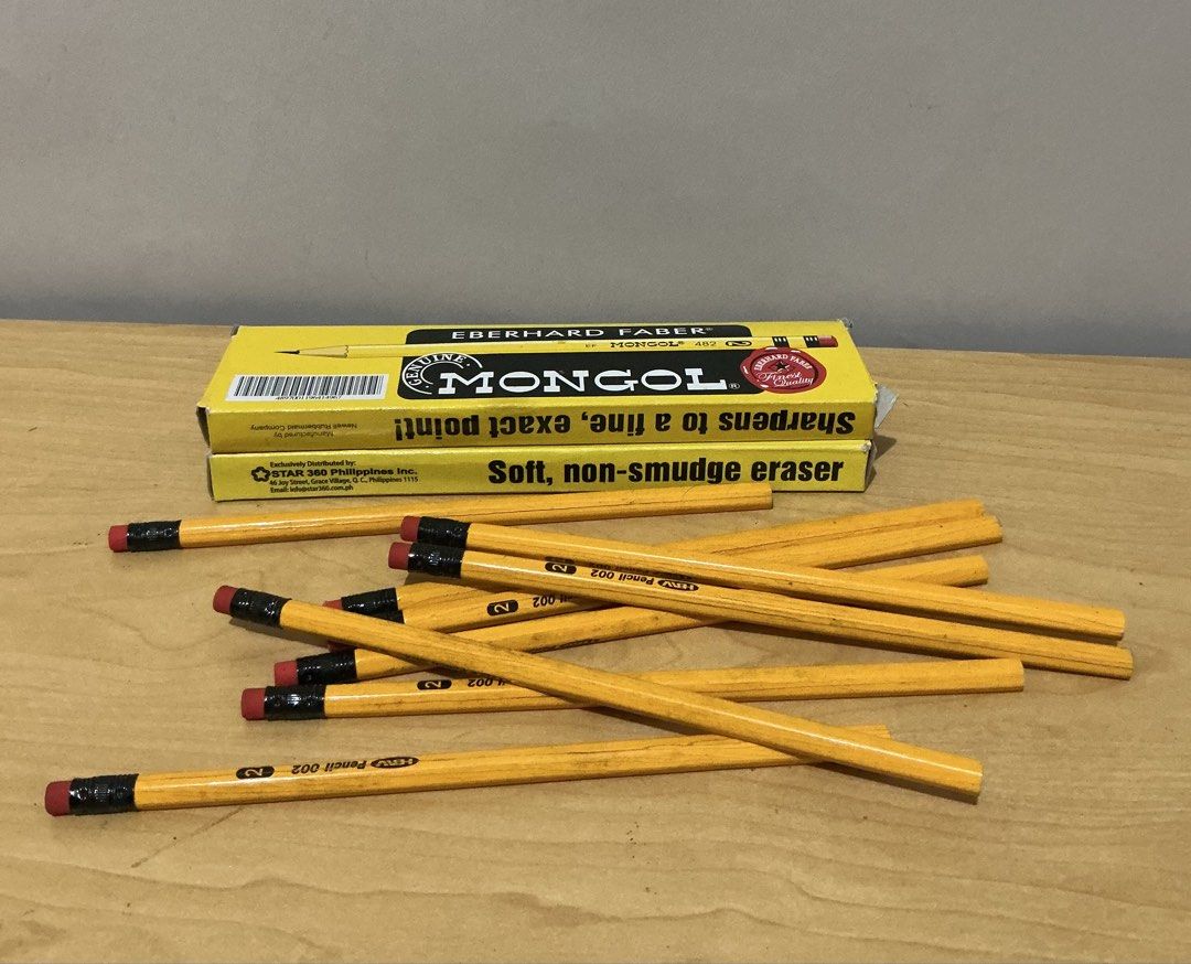 Eberhard Faber Mongol Pencils No. 2 (Category: Stationery & School Supplies) located in Quezon City. Submitted by _alynicz (Listing ID 1422646146, Image 1). Description: - Eberhard Faber Mongol No. 2 pencils - Features a soft, non-smudge eraser - 1 dozen / 12 pieces rfs: too many of these selling per box.