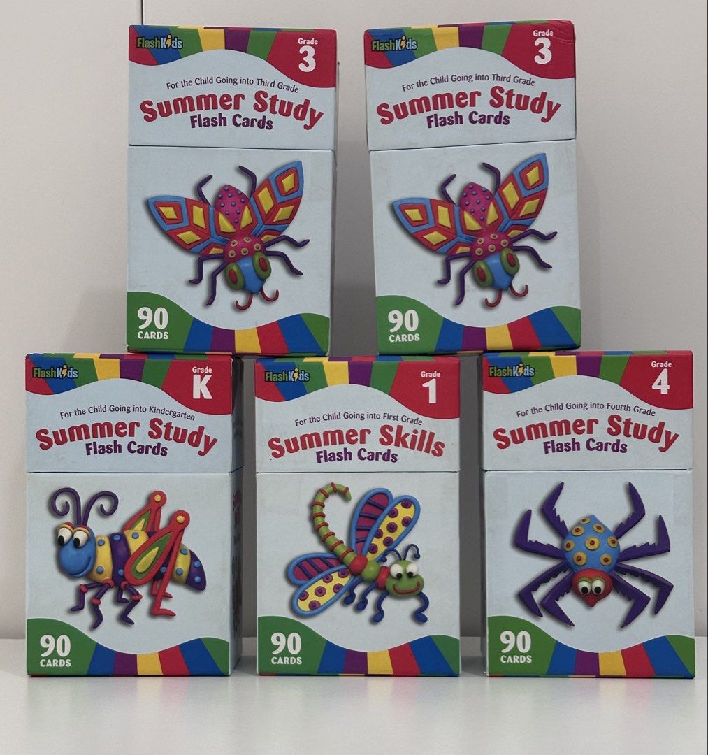 Flash Kids Summer Study Flash Cards (Category: Educational & Learning Toys) located in Quezon City. Submitted by flying_mom (Listing ID 1422701807, Image 1). Description: - Summer Study Flash Cards by Flash Kids - Available Grades: Kindergarten, 1, 3, and 4 - Each box contains 90 cards - Includes reading and math problems - Helps review previous grade skills - Introduces concepts for the next grade - Perfect for summer learning!.