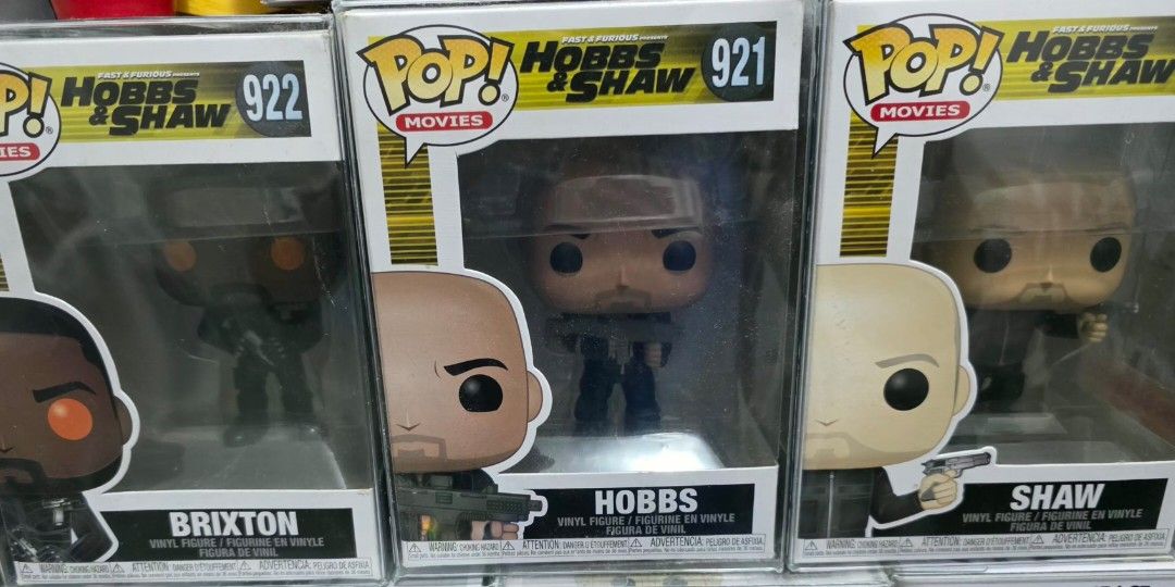 Funko Pop! Hobbs & Shaw and Brixton (Category: Designer & Blind Box Toys) located in Mandaluyong City. Submitted by jayjaybarrientos (Listing ID 1422545818, Image 2). Description: hobbs and shaw. good as new. may case na. set sale na 3.