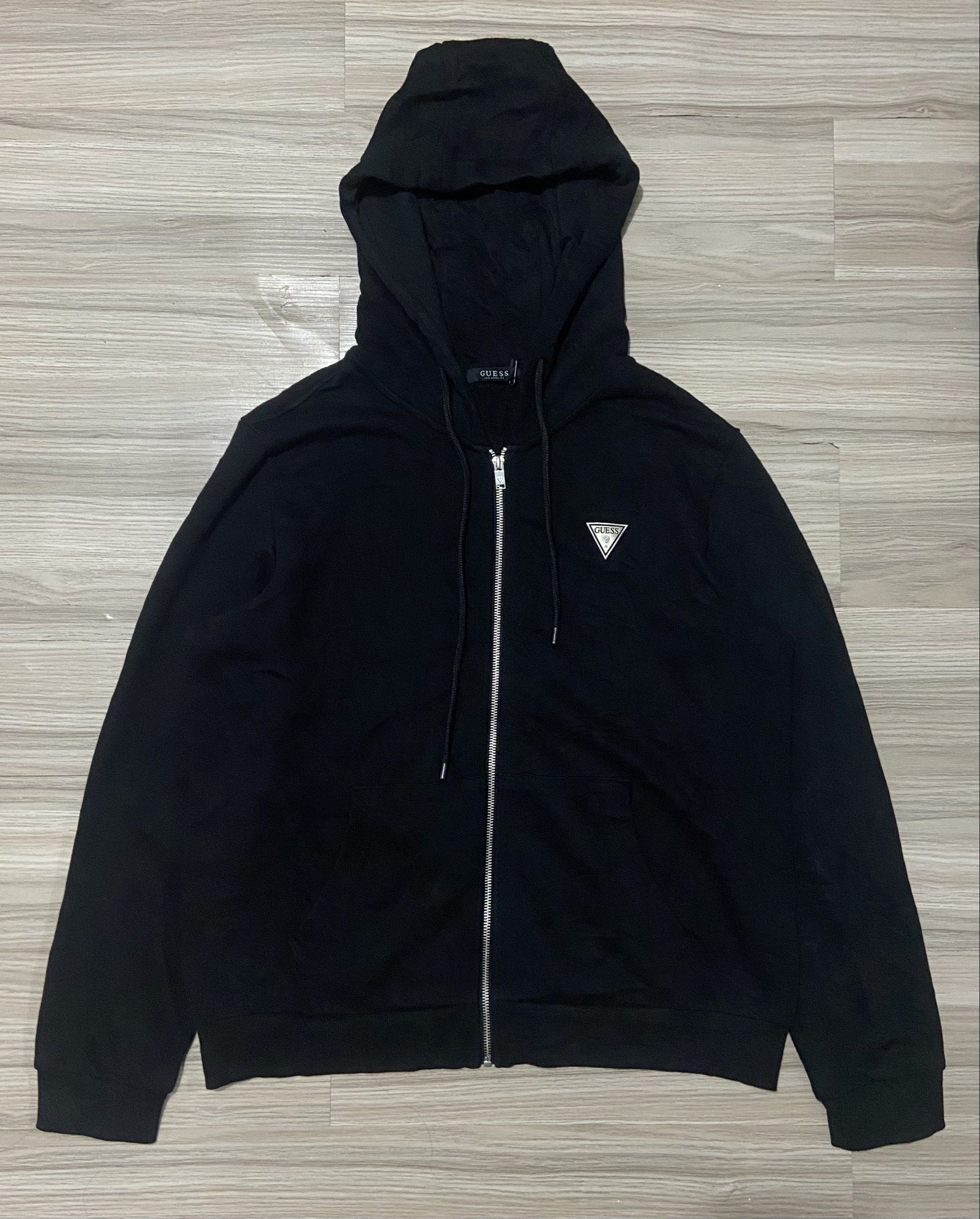 Guess Black Zip-Up Hoodie (Category: Hoodies) located in Cebu City. Submitted by charlyx (Listing ID 1422707305, Image 1). Description: - Black Guess zip-up hoodie - Size: 175/96A - Material: 65% cotton, 35% polyester - Features Guess logo - Drawstring hood - Ribbed cuffs and hem.