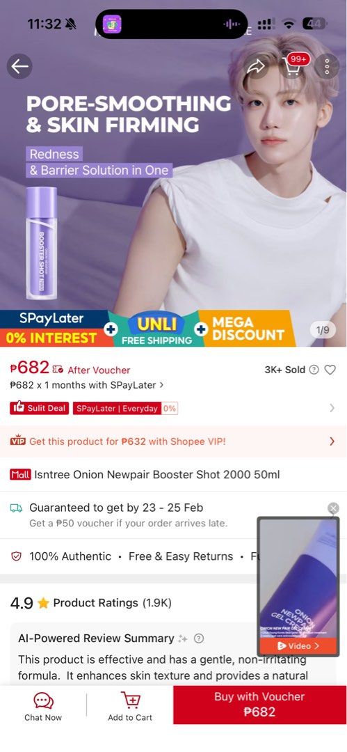 Isntree onion newpair booster shot serum (Category: Face Care) located in Calamba. Submitted by andrynickrance (Listing ID 1422683501, Image 3). Description: Used once Bought last September 2025 at 🍊 app Rfs: downsizing my skincare.
