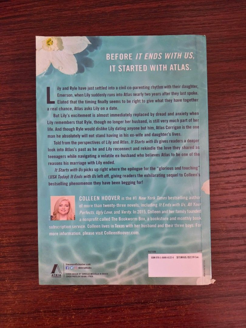 It Starts With Us by Colleen Hoover (Category: Storybooks) located in Manila. Submitted by bakedpotat0 (Listing ID 1422567530, Image 2). Description: Book 2 "It Starts With Us" by Colleen Hoover. This novel is the sequel to "It Ends With Us". RFS: Decluttering .