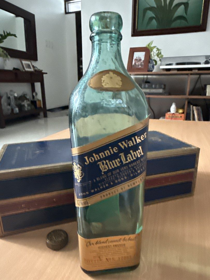 Johnnie Walker Blue Label Scotch Whisky (Category: Beverages) located in Manila. Submitted by clutterfree.issa (Listing ID 1417830251, Image 2). Description: Empty Whiskey Bottle. Collectible! With Bottle No! .