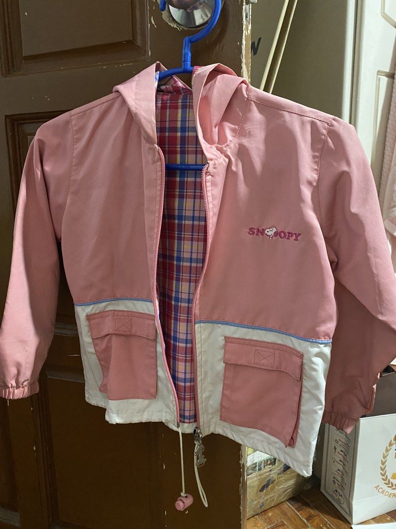 Snoopy Kids Pink Jacket with Hood (Category: Coats, Jackets and Outerwear) located in Quezon City. Submitted by kheiO1130 (Listing ID 1422547161, Image 1). Description: Fits 4-6 yrs old Snoopy brand Well used.