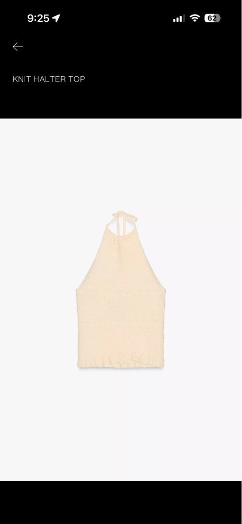Knit Halter Top - Pastel Yellow - Size S (Category: Sleeveless) located in Manila. Submitted by shechlow (Listing ID 1422550381, Image 1). Description: - Pastel yellow knit halter top - Size: S - Features a halter neck - Purchased May 21, 2025 - Delivered May 23, 2025 - Original price: ₱1,595.00 - Used Once.