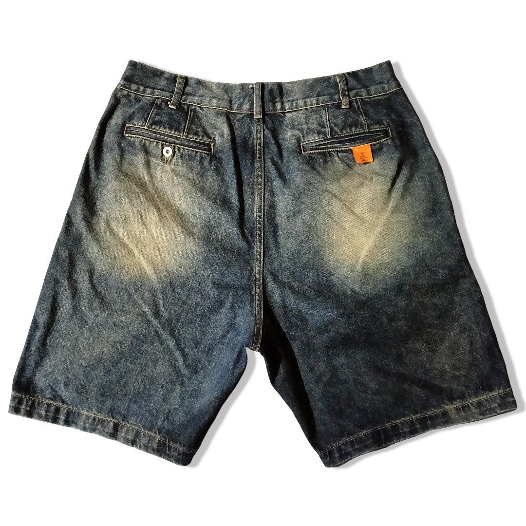 MDNS / Madness Denim Shorts / Jorts (Category: Shorts) located in Manila. Submitted by c4pybr (Listing ID 1422591408, Image 2). Description: MDNS denim shorts, size XL. Button fly, multiple pockets, and a faded vintage wash. Made in Japan. 100% cotton. Hand wash cold. Includes a wilderness survival guide. Waist - 37 Length -23 Thighs - 15 Inseam - 9.5 Hem - 12.5 1,200 SHIPPED.