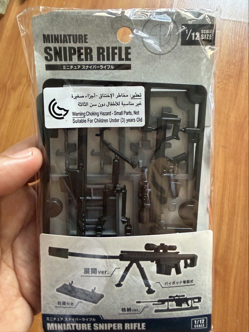 Miniature Sniper Rifle 1/12 Scale (Category: Action & Battle Toys) located in Mandaluyong City. Submitted by voltprime (Listing ID 1422550138, Image 1). Description: Made from Japan 1:12 scale Marvel legends / Mafex compatible Brandnew Sealed Location: Mandaluyong Bdo / Gcash.