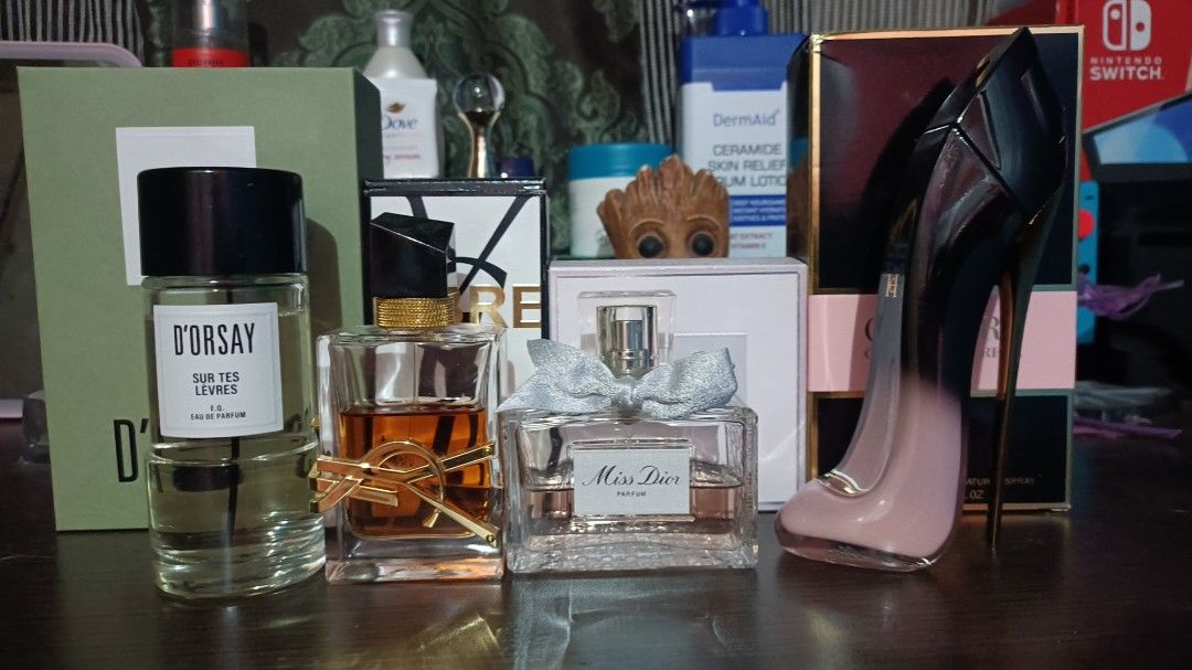 Miss Dior, YSL Libre Intense, CH Blush elixir ans D'orsay EQ (Category: Fragrance & Deodorants) located in Taguig. Submitted by itsallabout_mystuff (Listing ID 1422382055, Image 2). Description: **posted price for attention** Badly Need To Sell My Collection. 🥹 Hard to let go but I have to. I'm selling the following po for my fur baby's medication, sobra laki na ng bill and I prefer to save her life more than anything else. I am willing to sell 