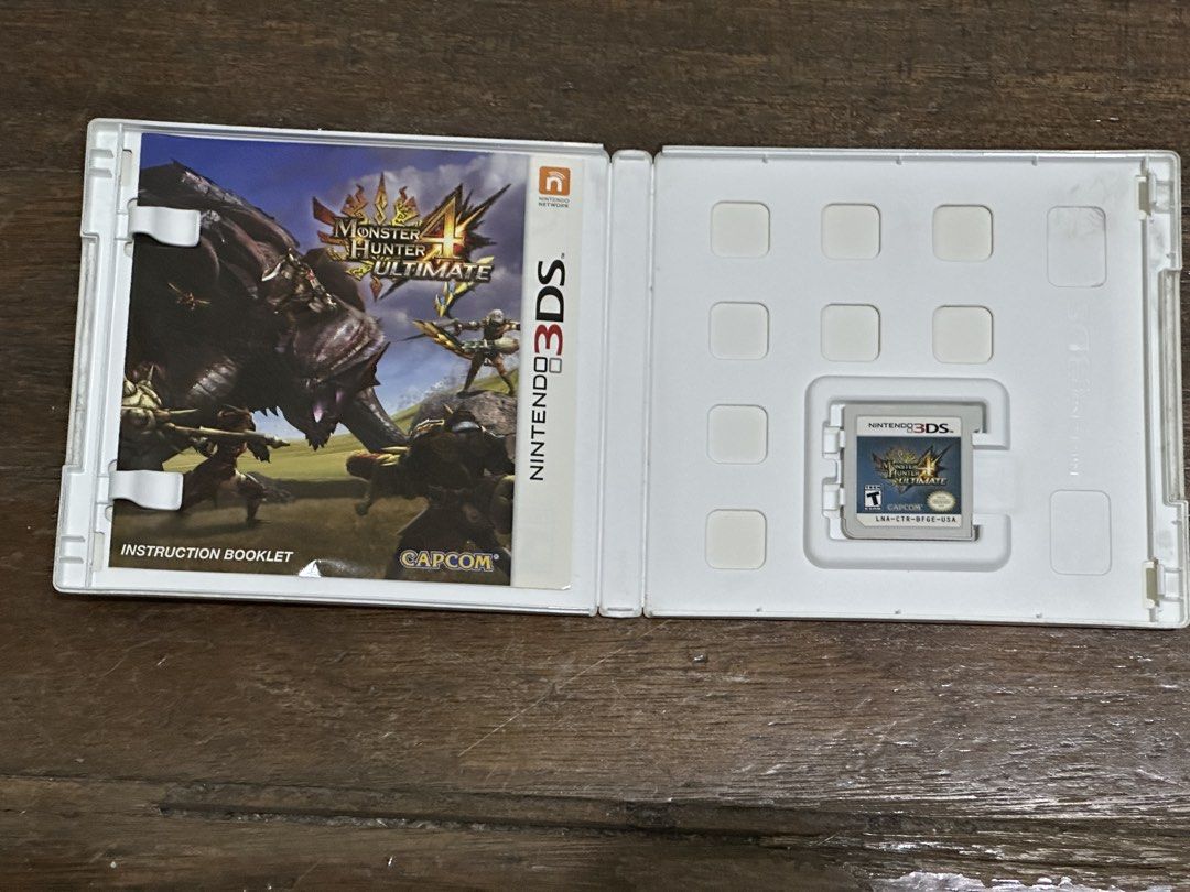 Monster Hunter 4 Ultimate - Nintendo 3DS (Category: Nintendo) located in Manila. Submitted by knightto2112 (Listing ID 1422690359, Image 2). Description: - Monster Hunter 4 Ultimate for Nintendo 3DS - Includes game cartridge - Original case included - Instruction booklet included - Rated T for Teen - Cartridge details: Nintendo logo, code CTF-005 PAT.PEND. BFGE15G411.