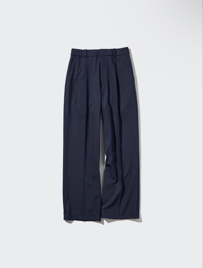 Navy Pinstripe Trousers (Category: Trousers) located in Lingayen. Submitted by ivansellstuff (Listing ID 1422668892, Image 3). Description: - Navy pinstripe trousers - Wide leg design - Pleated front - Button and zipper closure - Side pockets - Lightweight fabric.
