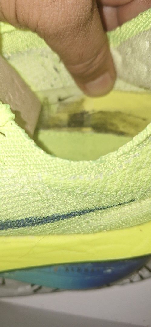 Nike Air Zoom Alphafly Next% 3 - Volt (Category: Sneakers) located in Cagayan de Oro. Submitted by roquejrbag37120 (Listing ID 1422653235, Image 3). Description: - Nike Air Zoom Alphafly Next% 3 - Volt (Neon Green) colorway - Size: US 9.5 / UK 8.5 / 27.5 cm insole - Includes original box - Box also indicates US 11 / UK 8.5 / 28 cm insole.