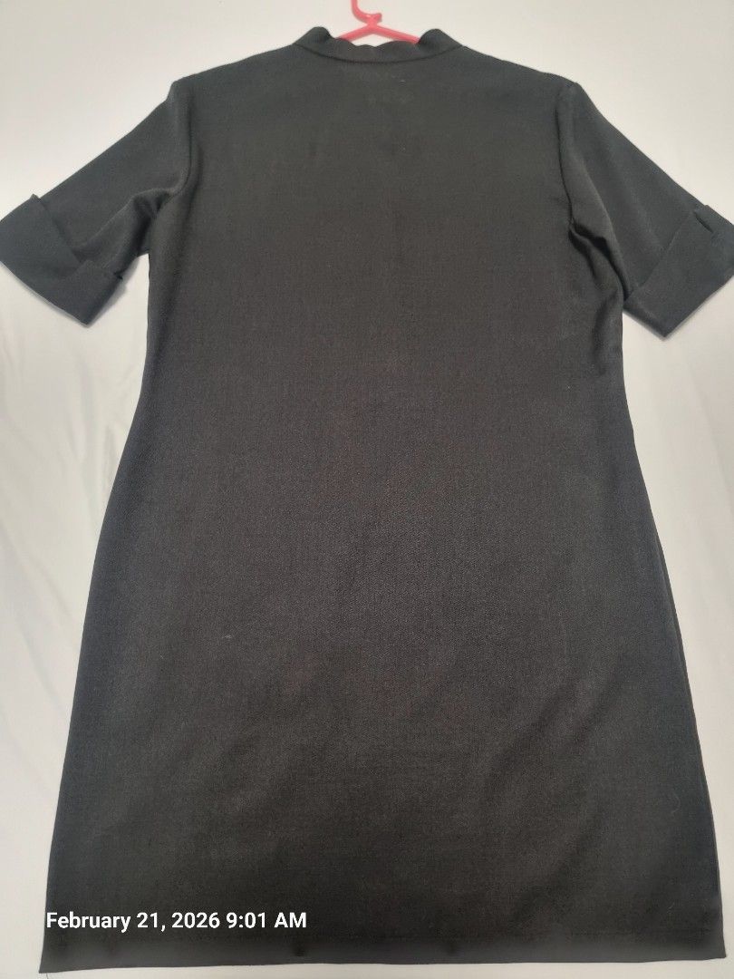Nuevo Ystilo Embroidered Dress (Category: Dresses) located in Antipolo. Submitted by CharliesBox (Listing ID 1422569192, Image 3). Description: - Black dress with embroidered details - Mandarin collar - Button-down front - Short sleeves - Brand: Nuevo Ystilo - Size: M - Condition: Good.