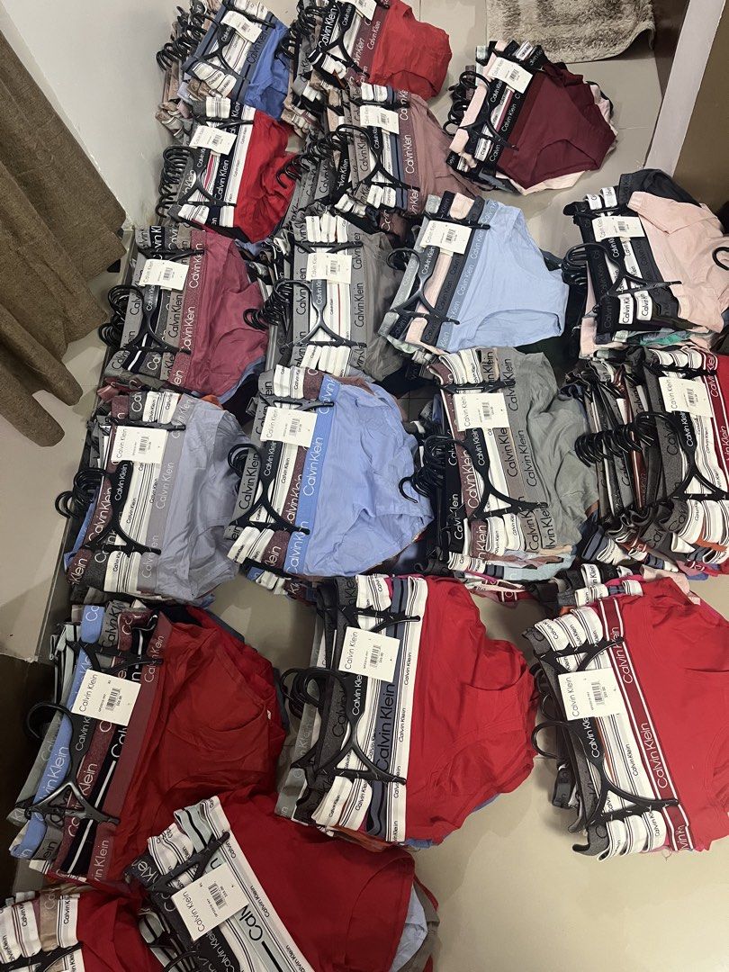 Overruns CK Panties (Category: Undergarments & Loungewear) located in Paranaque City. Submitted by princessann0721 (Listing ID 1415558355, Image 2). Description: 5 pcs per hanger Available size Small / Medium / Large / XL 350 per set Pure Cotton Open for resellers minimum of 10sets Open for resellers please feel free to inquire .
