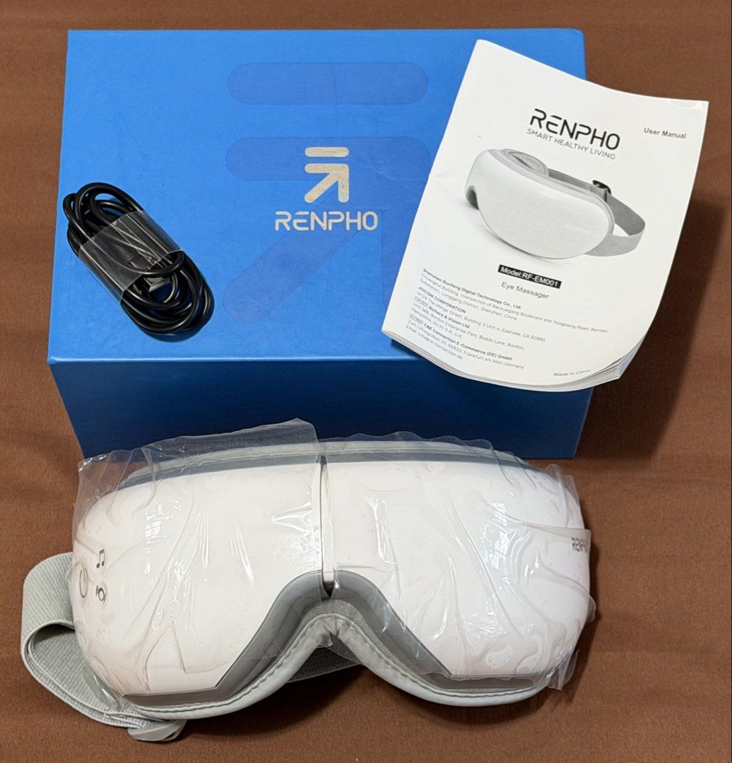 RENPHO Eyeris 1 Eye Massager (Category: Massage Devices) located in Quezon City. Submitted by md_newpreloved (Listing ID 1422632863, Image 1). Description: Complete with box, user manual, and charger Used once or twice Still in excellent working condition Issue: disintegrating foam padding, may be due to heat from prolonged storage.