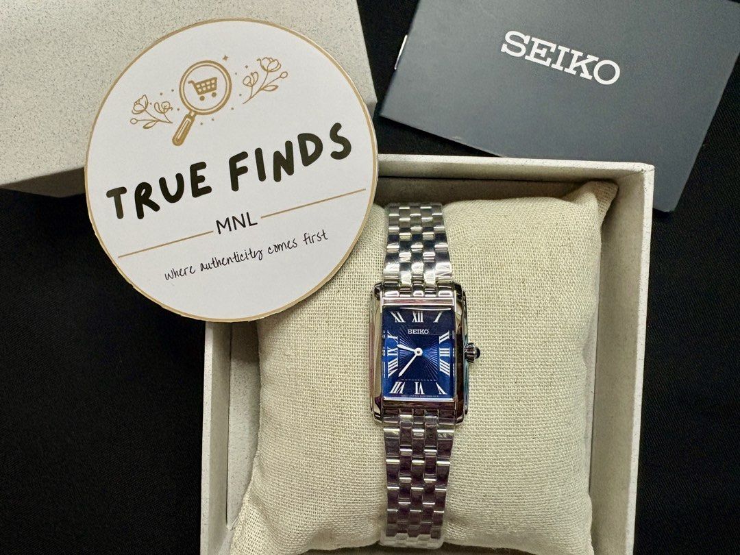 Seiko Tank Watch with Blue Dial (Category: Luxury Watches) located in Mandaluyong City. Submitted by jcheska (Listing ID 1422099606, Image 2). Description: Seiko Classic SWR085P1 Elegant by design, effortless on the wrist. This Seiko tank style quartz watch is sleek, classic, and selling fast—if you’ve been thinking about it, now’s the time! 💙 Movement Type: Quartz Case Material: Stainless Steel Clasp: Three-fold clasp with push button release D