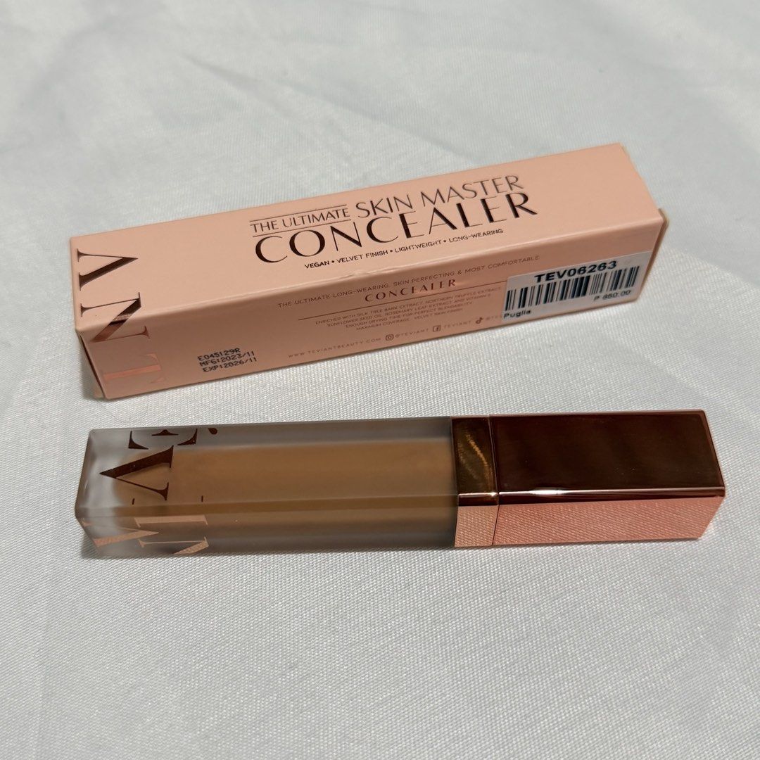 TEVIANT Concealer - Puglia (Category: Makeup) located in Manila. Submitted by declutternclutter (Listing ID 1422684028, Image 1). Description: Teviant The Ultimate Skin Master Concealer Shade: PUGLIA - Vegan formula - Velvet finish - Easy to blend and it sets on the skin - Lightweight and long-wearing - Original Price: ₱650.00 Brand New ✨ Yes, never used. Yes, authentic. I have proof just message me if interested. I still have the receipt. RFS: I