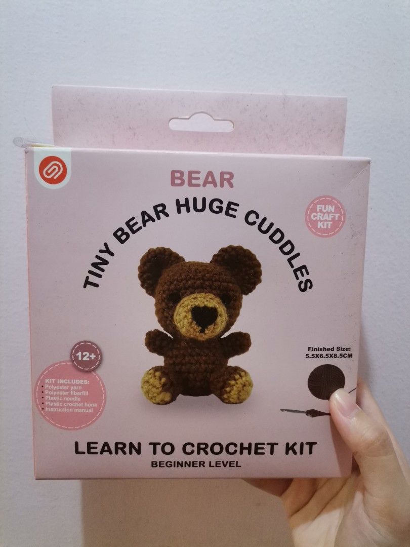 Tiny Bear Crochet Kit - Beginner Level (Category: Handmade Craft) located in Makati City. Submitted by kookybearsstuff (Listing ID 1422622434, Image 1). Description: Learn to crochet with this adorable Tiny Bear kit! This beginner-level kit includes everything you need to create a cute bear. The finished size is 5.5x6.5x2.5cm. It's a fun craft kit for anyone aged 12 and up. Perfect for a beginner or a gift for a craft enthusiast..
