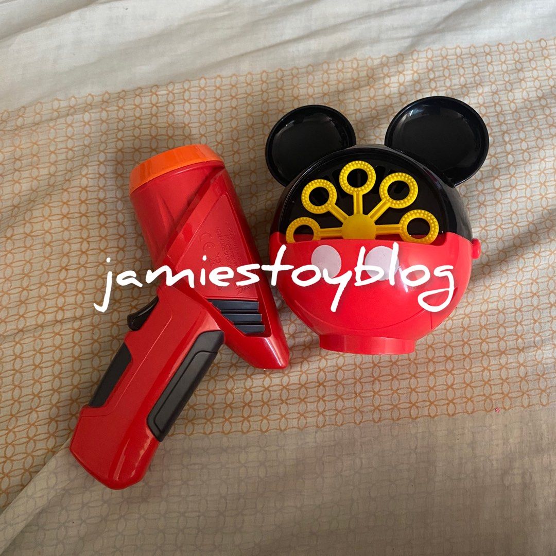 Toy bundle - TAKE BOTH (Category: Kids Toys) located in Quezon City. Submitted by ohitsninja (Listing ID 1422586452, Image 1). Description: - Disney Mickey Mouse mini bubble machine - Features a red and black design - Mickey Mouse ears detail - Working, needs 3 AA batteries - Air Hogs Zero Gravity Laser Racer controller - like a laser pointer - Working Pay by Gcash Delivery shouldered by buyer I DO NOT USE COD OR SCO. .