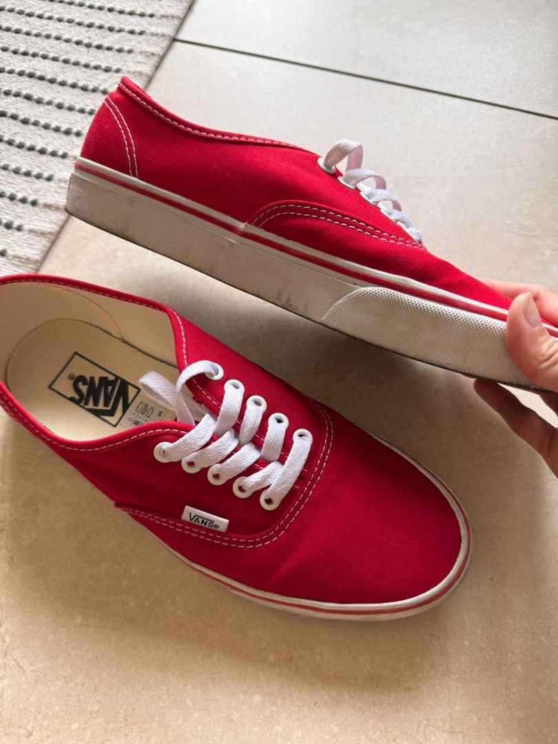 Vans Authentic Red Sneakers (Category: Sneakers) located in Pasig City. Submitted by dlhalibas (Listing ID 1422585720, Image 3). Description: Vans Classic Red (Authentic) Mens US8.5/EU41/UK7.5/CM26.5 Bought 3 months ago Slightly negotiable RFS: Decluttering / Not being used.
