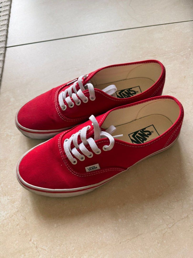 Vans Authentic Red Sneakers (Category: Sneakers) located in Pasig City. Submitted by dlhalibas (Listing ID 1422585720, Image 1). Description: Vans Classic Red (Authentic) Mens US8.5/EU41/UK7.5/CM26.5 Bought 3 months ago Slightly negotiable RFS: Decluttering / Not being used.