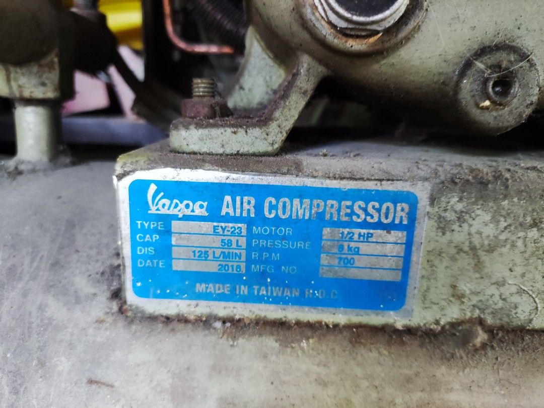 Vespa Air Compressor EY-23 2 Units (Category: Construction Tools & Equipment) located in Baliuag. Submitted by vernede.guzman (Listing ID 1422554184, Image 2). Description: 1 working well, and the other 1 needs fixing, selling as a pack, just fix the other one, i think the motor has a problem. But for the price of 2 this is a good deal!.