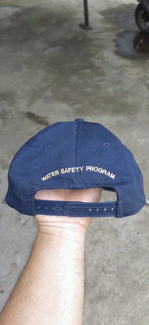Vintage Rope KC Water Safety Program Cap (Category: Caps & Hats) located in Cagayan de Oro. Submitted by james_dig (Listing ID 1422605803, Image 2). Description: - Navy blue cap - Star-shaped emblem - "WATER SAFETY PROGRAM" embroidered on the back - Adjustable strap -Need wash - KC logo - One size fits all.