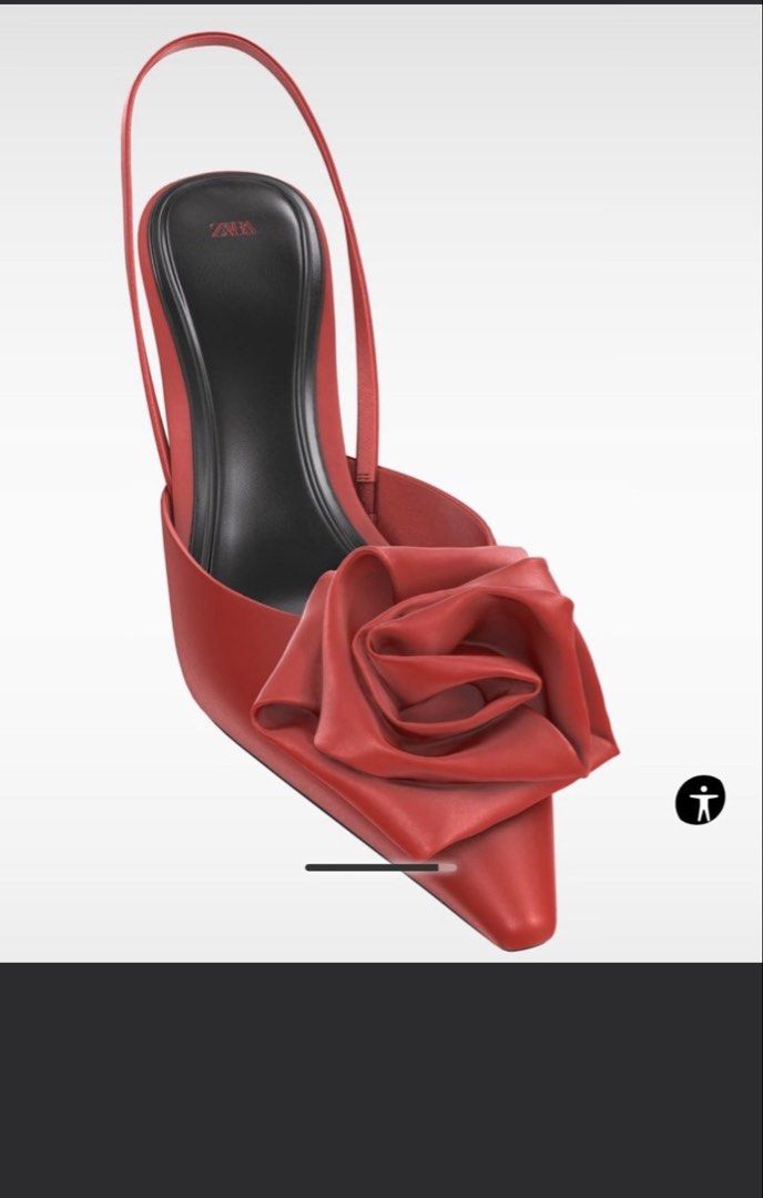 Zara Red Rose Heels (Category: Heels) located in Guinayangan. Submitted by find_keepers_21 (Listing ID 1422661469, Image 2). Description: - Zara red heels - Rose detail - Slingback strap - New with original tag.