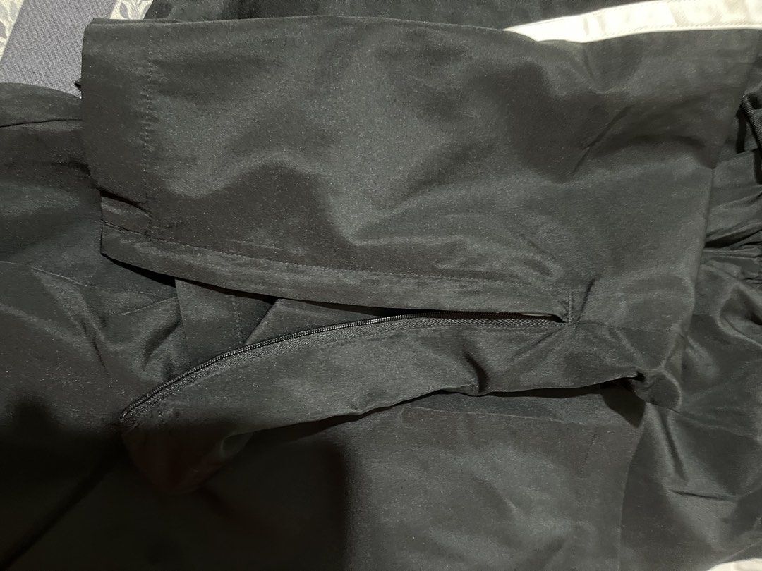 Adidas Track Pants with White Stripes (Category: Joggers) located in Quezon City. Submitted by arshypre (Listing ID 1422759766, Image 3). Description: - Black Adidas track pants - White stripes on sides - Size: M/M - Drawstring waist - Zippered side pockets - Zippered bottom - Adidas logo on left leg - Made in India - Used 1 to 2 times.
