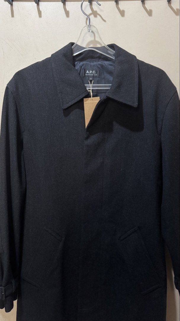 A.P.C. Black Wool Coat (Category: Coats, Jackets and Outerwear) located in Quezon City. Submitted by abth22 (Listing ID 1422750242, Image 1). Description: APC Long Coat Size Small New with Tag (fitted only) Bought in 🇯🇵 For winter/cold weather .