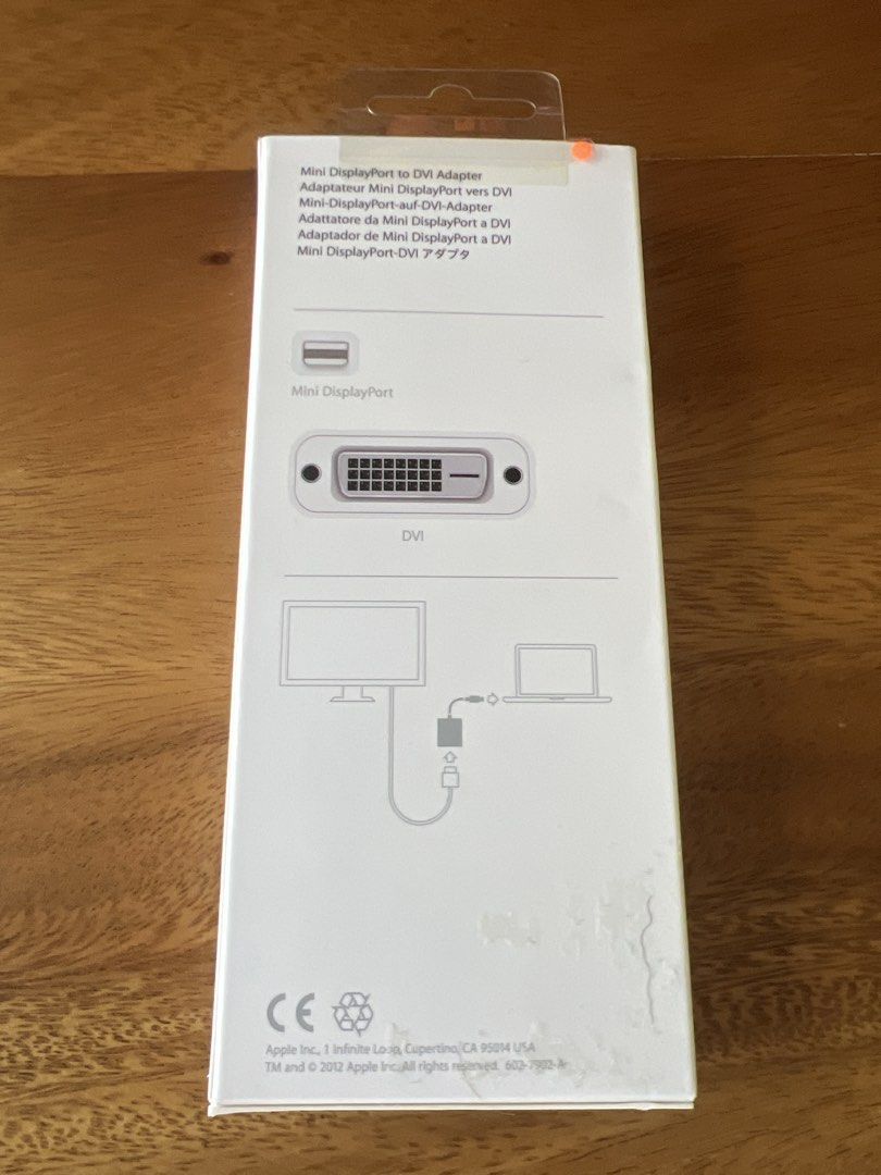 Apple Mini DisplayPort to DVI Adapter (Category: Cables & Adaptors) located in Taguig. Submitted by joe.olx (Listing ID 1422775590, Image 2). Description: - Apple Mini DisplayPort to DVI Adapter - Connects devices with Mini DisplayPort to DVI displays. - Color: White - Comes in original Apple packaging. - Designed for Apple products. - Packaging clearly shows adapter and connection types..