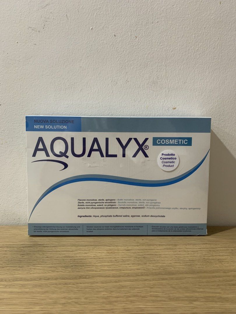 AQUALYX Cosmetic Solution (Category: Face Care) located in Binangonan. Submitted by kirbydelrosario (Listing ID 1422790204, Image 2). Description: - AQUALYX cosmetic solution for localized fat reduction. - Contains Aqua, phosphate buffered saline, agarose, and sodium deoxycholate. - Box includes sterile, non-pyrogenic vials. - Designed for cosmetic use. - Brand new, sealed box..