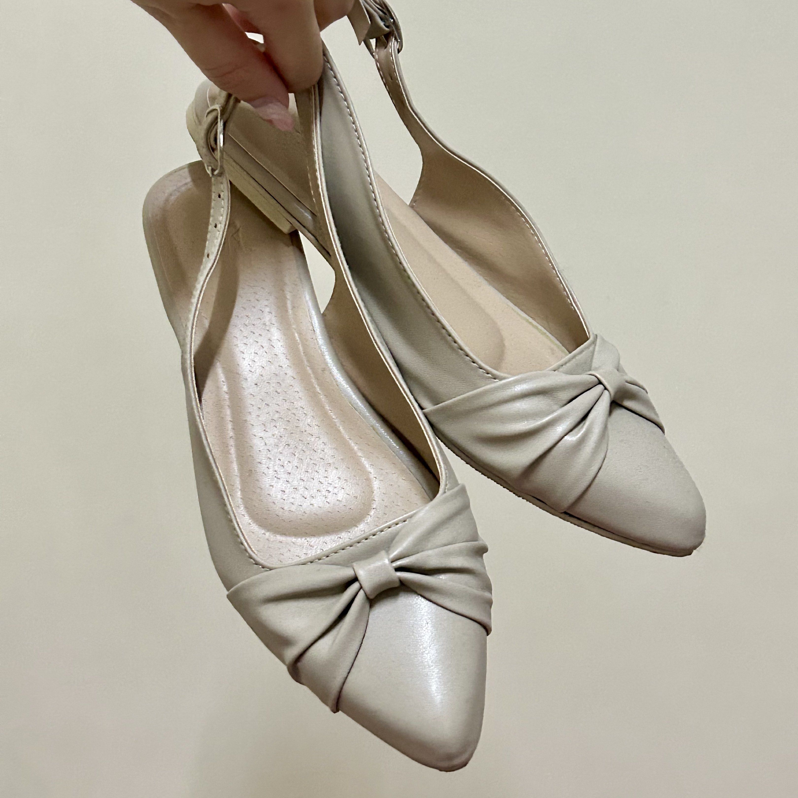 Beige Slingback Pointed Flats (Category: Flats & Sandals) located in Butuan. Submitted by ishinitially (Listing ID 1422715195, Image 2). Description: only used twice!!! super duper cute!!! - elegant beige slingback flats - pointed toe design - decorative bow detail - comfortable insole - adjustable straps so sad to sell this! such a steal! .