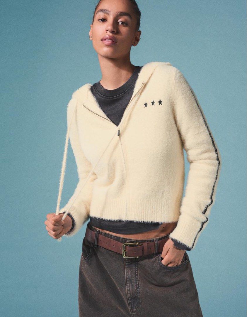 Bershka Embroidered Zip Up Jacket - Cream (Category: Coats, Jackets and Outerwear) located in Bulacan. Submitted by modamuze (Listing ID 1422833590, Image 1). Description: SALE: ₱1,695 BEFORE: ₱2,795 ON-HAND ☑️ Size XS.