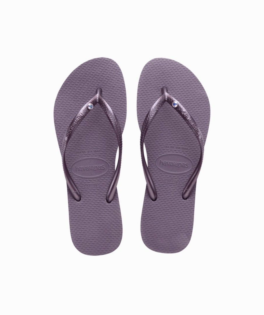 BNWT Havaianas Slim Crystal SW Flip Flops (Category: Flats) located in Singapore. Submitted by monkeyz3127 (Listing ID 1422865973, Image 2). Description: brand new with tags 37/38 via mail only. no meetups postage- $2.80.