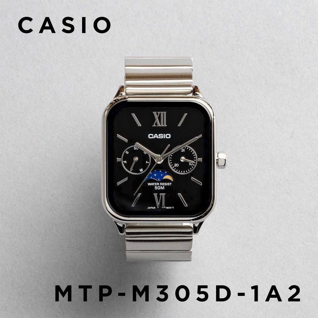CASIO MTP-M305D SERIES (Unisex (Category: Men's Watches) located in Manila. Submitted by chic.collectivemnl (Listing ID 1422771020, Image 1). Description: CASIO MTP-M305D SERIES (Unisex) ■ SPECS AND FEATURES • Case Size (L×W×T): 44.5×34×9.3mm • Moon Phase / Day & Date Display • Japan Movement (Quartz) • Stainless Steel Case / Mineral Glass • One-Touch Tri-fold Stainless Strap • 50M Water Resistance 🛒 BEST PRICE: ₱5,300 🛍 Mall Price: ₱8,+++ ✔️ �