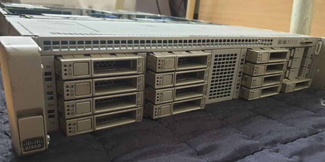 Cisco UCS C240 M4 Server (Category: Office & Business Technology) located in Binan City. Submitted by jv90ph (Listing ID 1422753208, Image 1). Description: - Cisco UCS C240 M4 rack type server - 128GB memory - 3.262TB storage Storage: 300g sas drive x13 (4TB total) with raid controller - Intel Xeon E5-2670 v3 @ 2.30GHz processor (x2 CPU) - Includes Cisco Integrated Management Controller CIMC upgraded to 4.1 via html5 (no more flash browser issue)