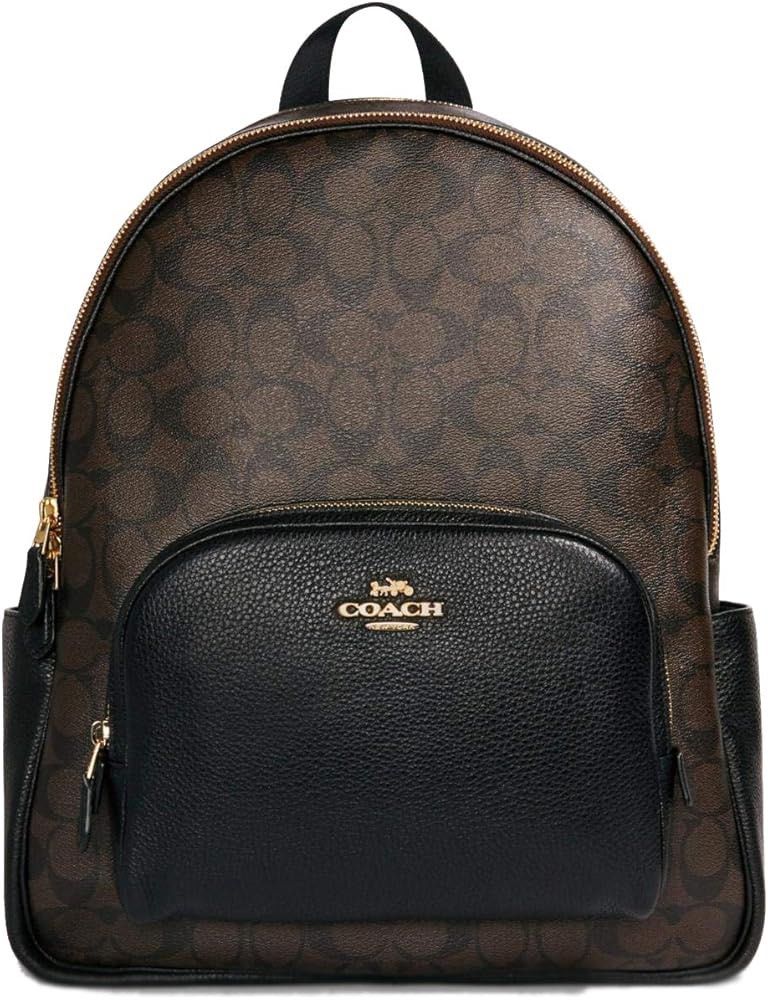 Coach Large Court Backpack (Category: Luxury Bags & Wallets) located in Caloocan City. Submitted by queenveeglamours (Listing ID 1422844960, Image 3). Description: - Large size backpack - Signature canvass in brown color - Elegant gold-tone hardware -Padded back support -Open to layaway ( up to 3 months) -30% Down Payment only .